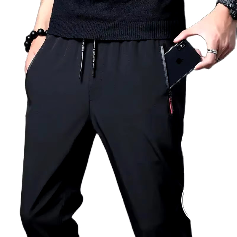 Men'S Casual Pants Straight Slim Fit Elastic Waist Jogger Korean Classic Blue Black Gray Male Brand Trousers plus Size