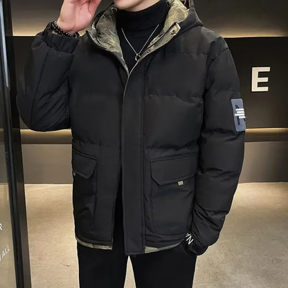 Down Jackets for Men Hooded Parkas Winter Models Man Padded Coat Offers Trend Unique Padding Korean 2025 Quilted Clothes Sale