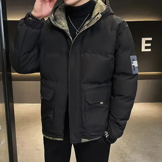 Down Jackets for Men Hooded Parkas Winter Models Man Padded Coat Offers Trend Unique Padding Korean 2025 Quilted Clothes Sale