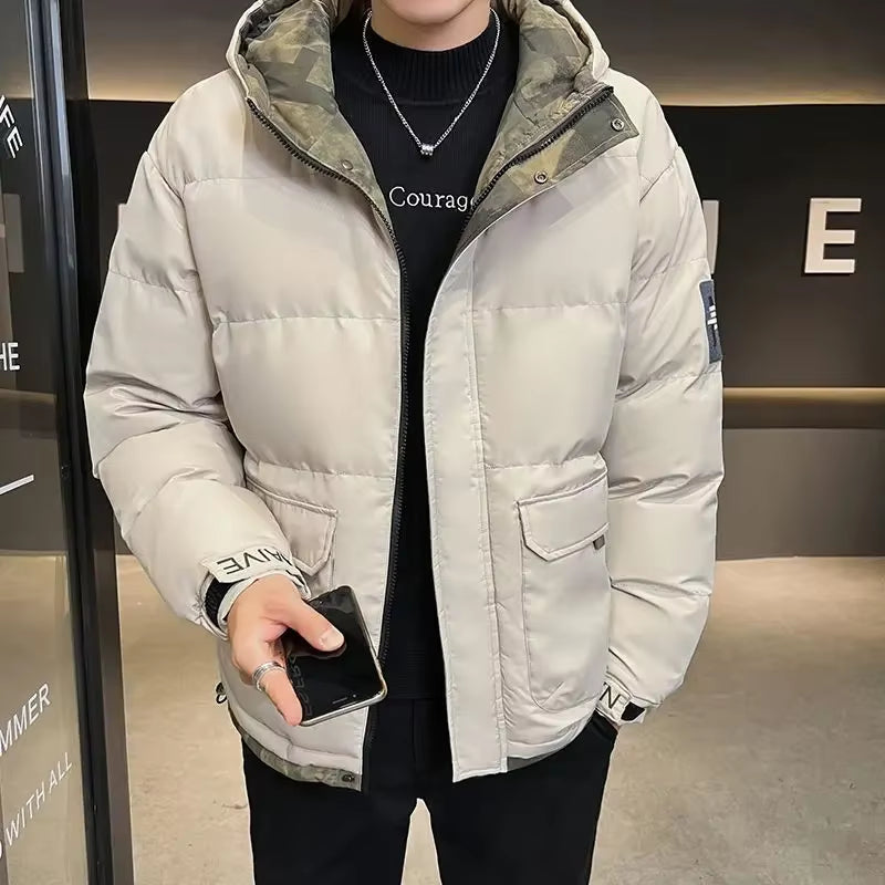 Down Jackets for Men Hooded Parkas Winter Models Man Padded Coat Offers Trend Unique Padding Korean 2025 Quilted Clothes Sale