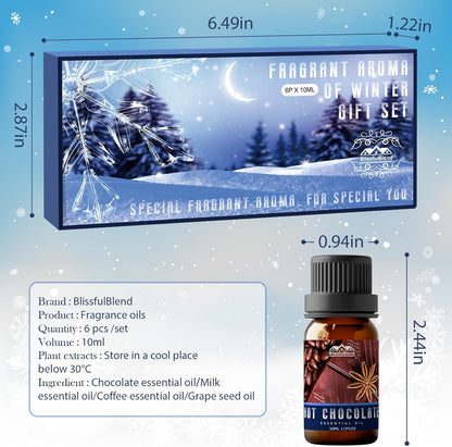 Winter Essential Oils Gifts Set 6 Pack Oil of Winter Essential Oil for Home and Car Care Candle and Soap Making 10ML for Friends and Parents Christmas
