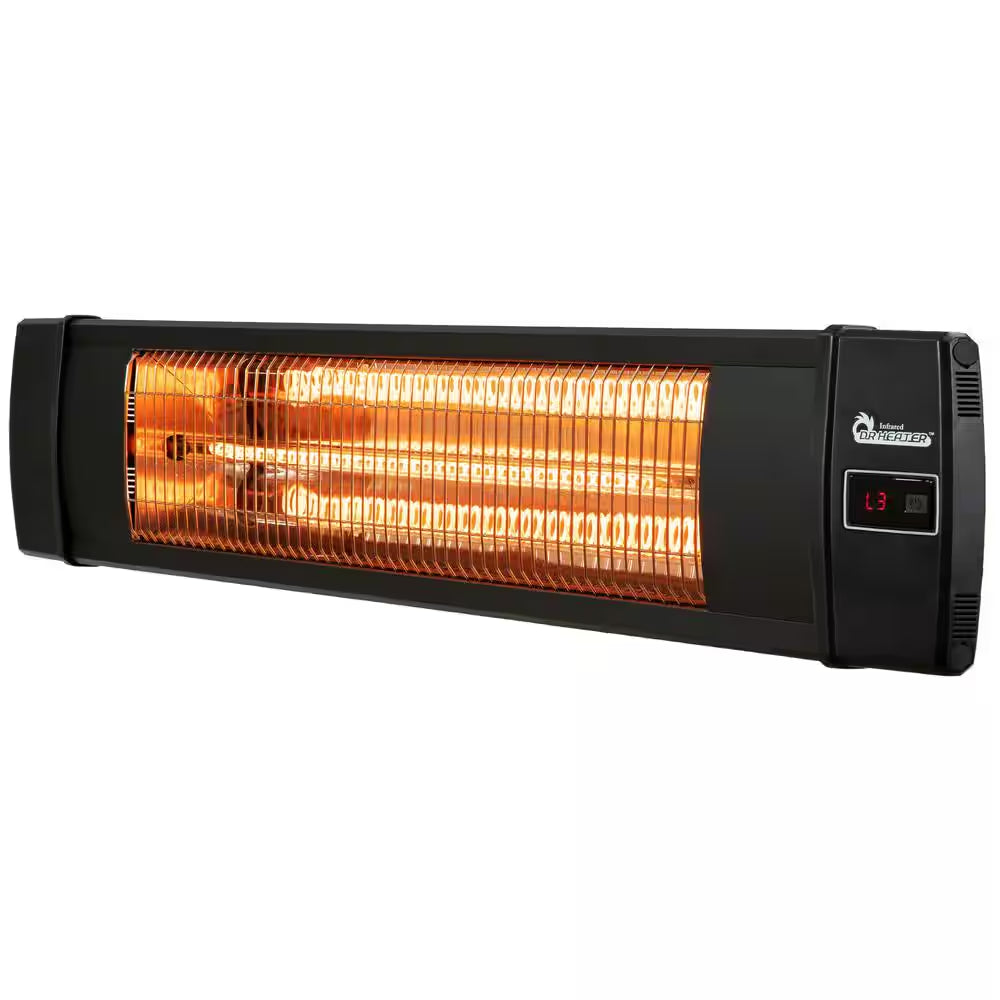 1500-Watt Electric Carbon Infrared Space Heater Indoor Outdoor Patio Garage Wall or Ceiling Mount with Remote, Black
