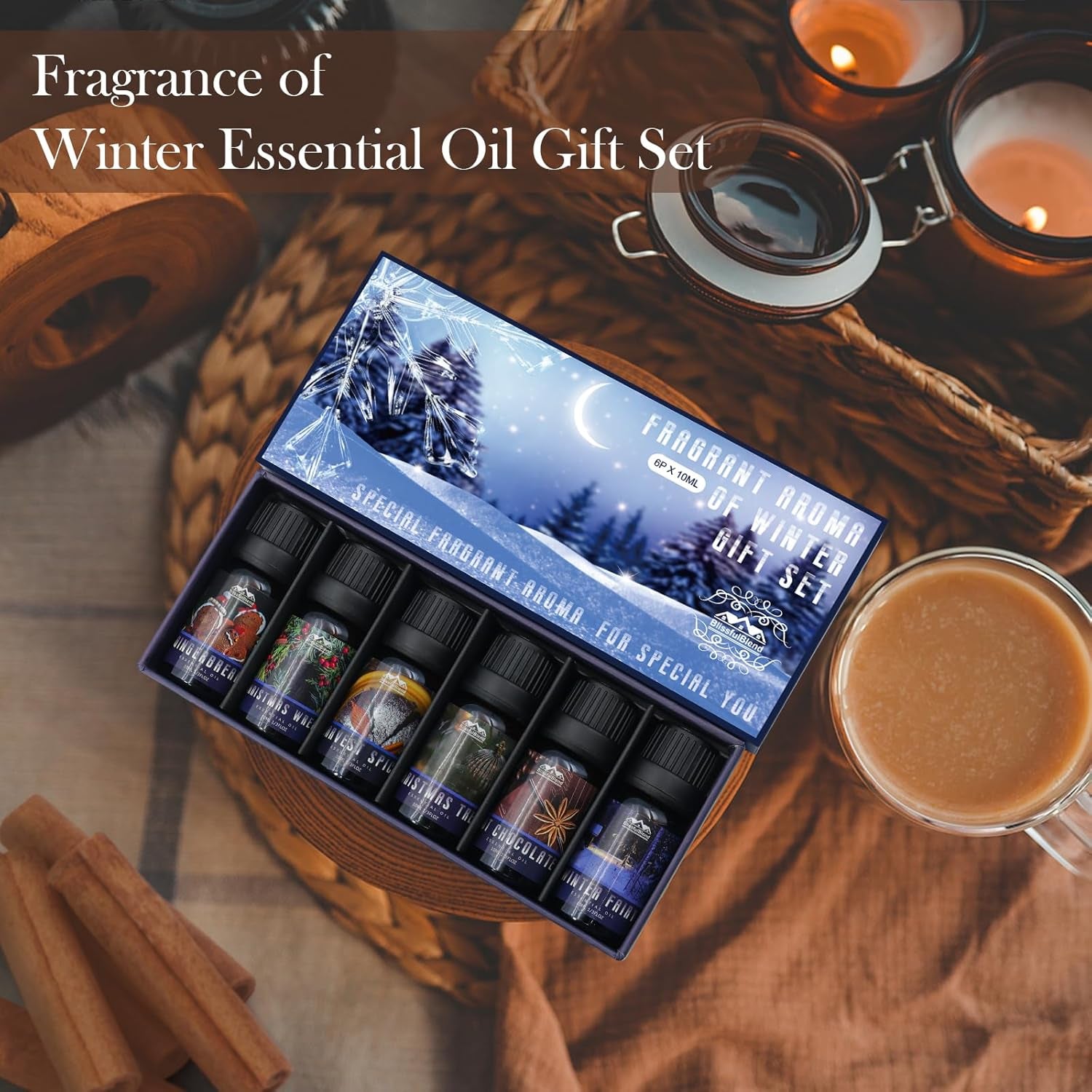 Winter Essential Oils Gifts Set 6 Pack Oil of Winter Essential Oil for Home and Car Care Candle and Soap Making 10ML for Friends and Parents Christmas