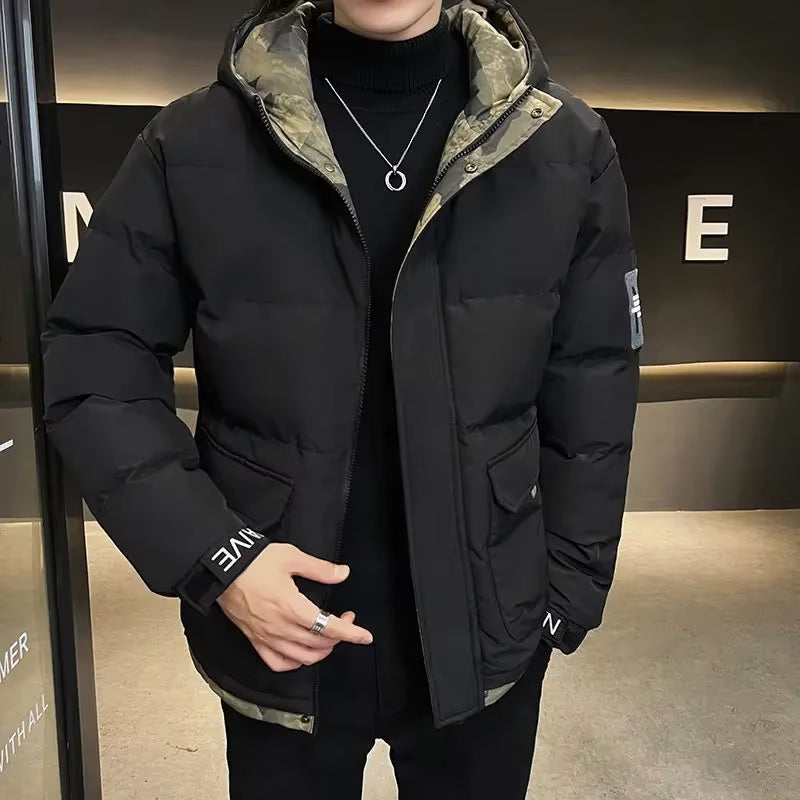 Down Jackets for Men Hooded Parkas Winter Models Man Padded Coat Offers Trend Unique Padding Korean 2025 Quilted Clothes Sale