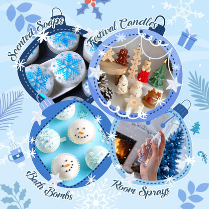 Winter Fragrance Oils Set, Holiday Essential Oils for Diffuser, Candle, Soap Making - Christmas Tree, Cinnamon, Gingerbread, Candy Cane, Spiced Cider, Sugar Cookies Scented Oil