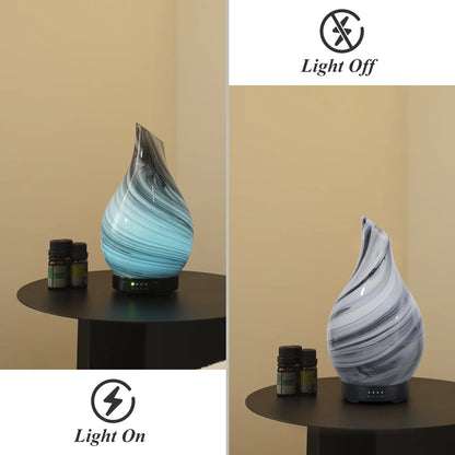 Essential Oil Diffuser 120Ml Ultrasonic Aromatherapy Diffuser with Handmade Glass BPA Free Waterless Auto-Off, 4 Timer Setting 7 Colors Changed LED for Home Yoga Office