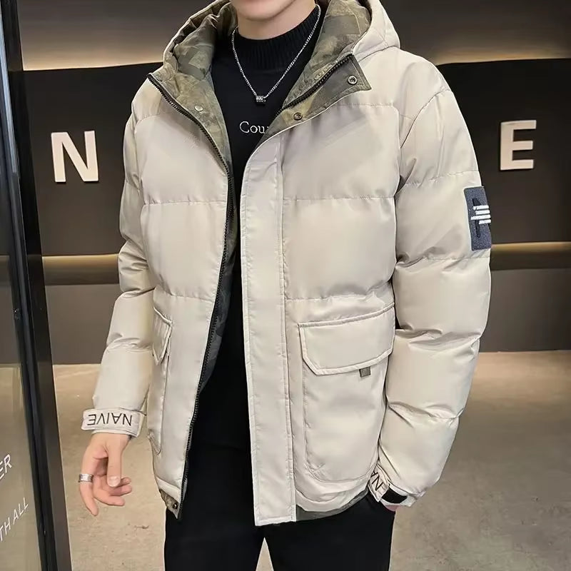 Down Jackets for Men Hooded Parkas Winter Models Man Padded Coat Offers Trend Unique Padding Korean 2025 Quilted Clothes Sale